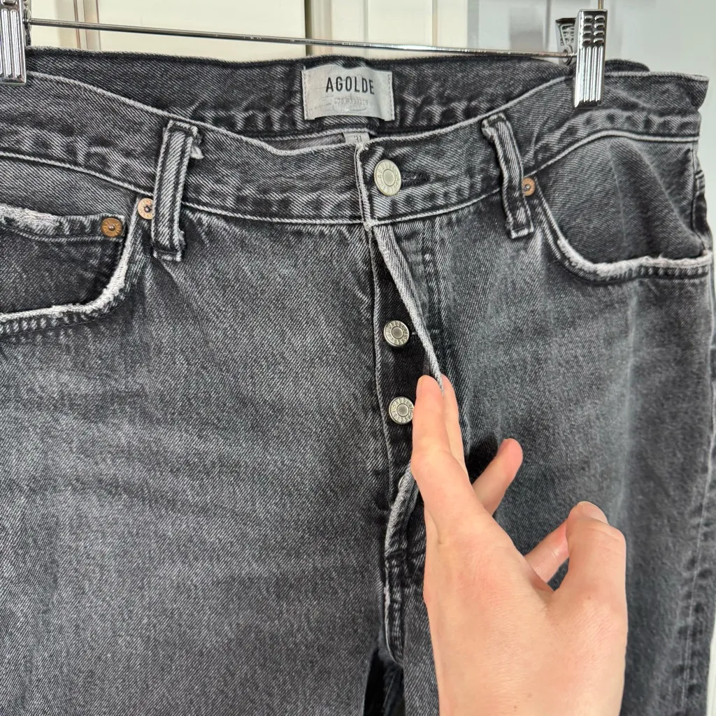 Agolde Wyman Low Rise Vintage Straight Jeans in Paradox black wash size 31 - Image 5