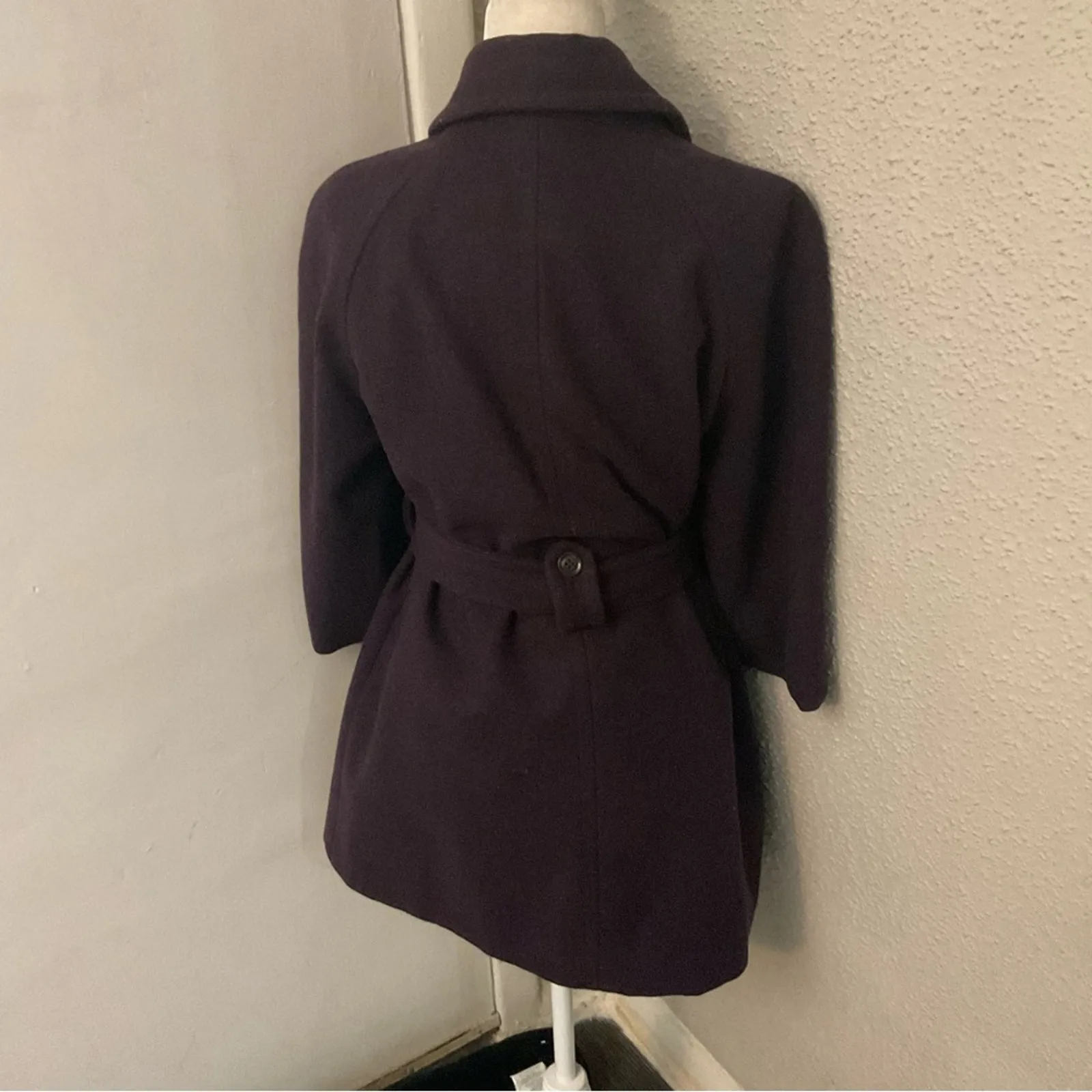 GAP Purple Belted Pea Coat M Indie Vanguard Classic Preppy Corporate Academia - Image 2
