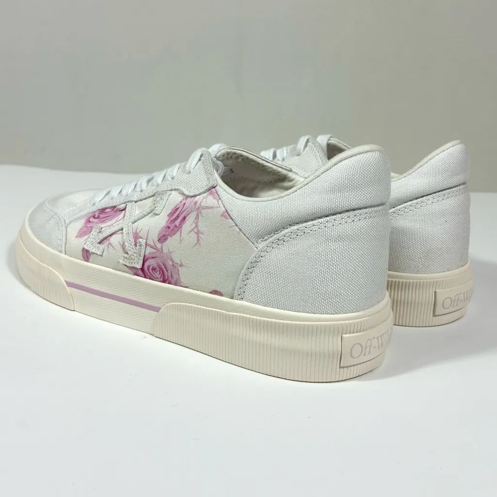Off-White New Vulcanized Animation Low Top Sneaker White Pink Floral EU 39 NEW - Image 7