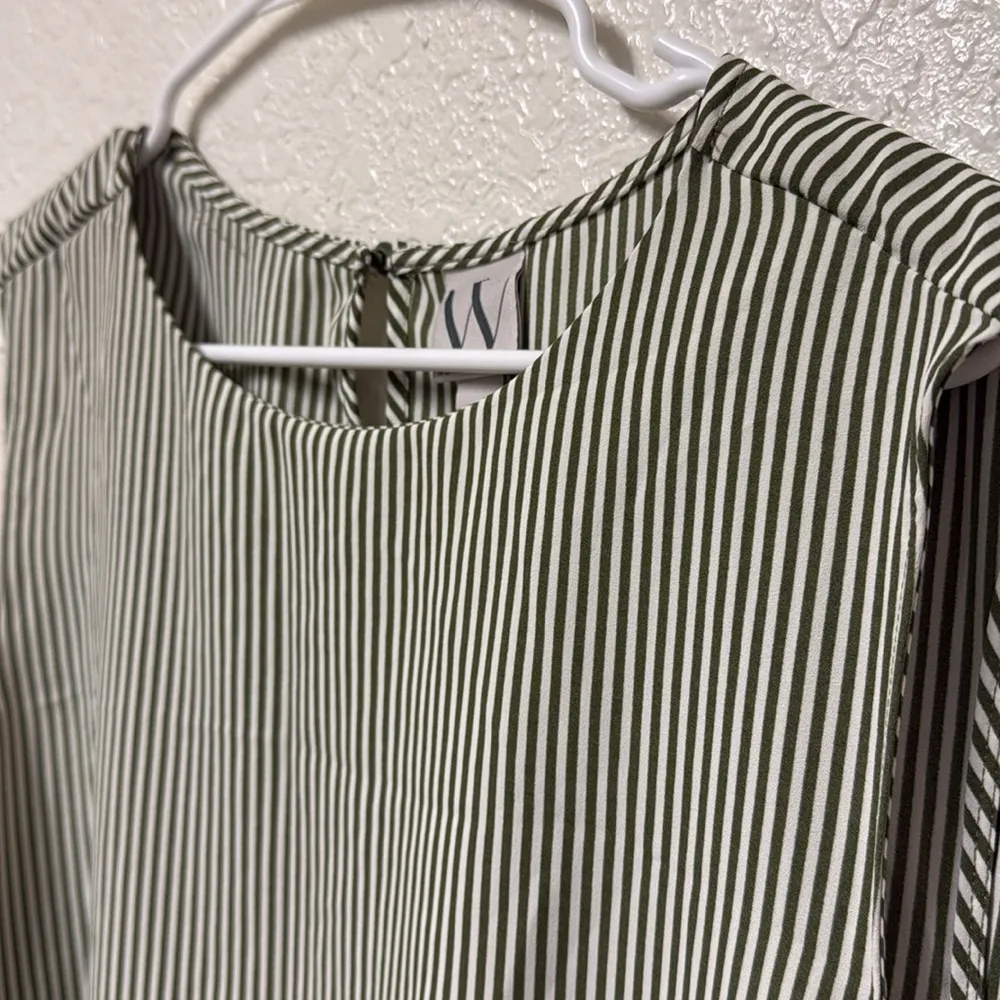 WORTHINGTON Green and Cream Striped Sleeveless Blouse  Size XL - Image 5