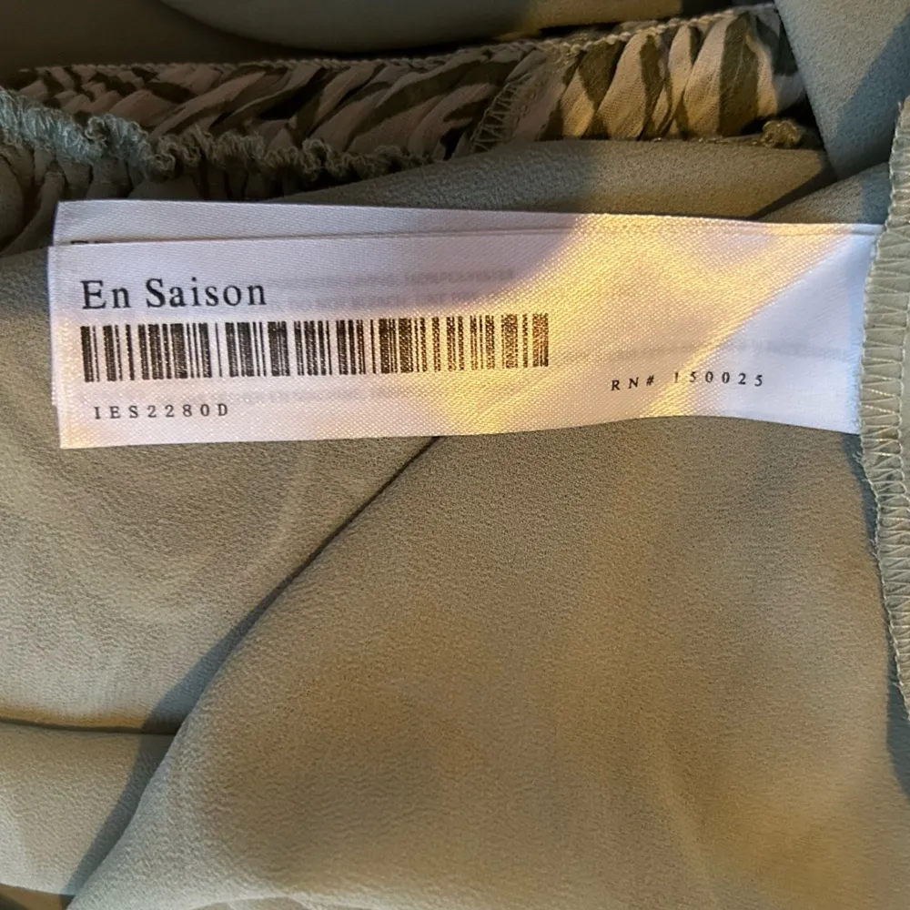 En Saison Sole Abstract Striped Print Green White Sleeveless Strappy Midi Dress Size M - Image 8