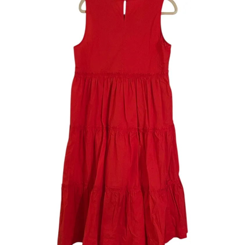 Madewell Bright Red Cattail Lined Tiered Maxi Dress Size Medium MSRP 128.00 - Image 4
