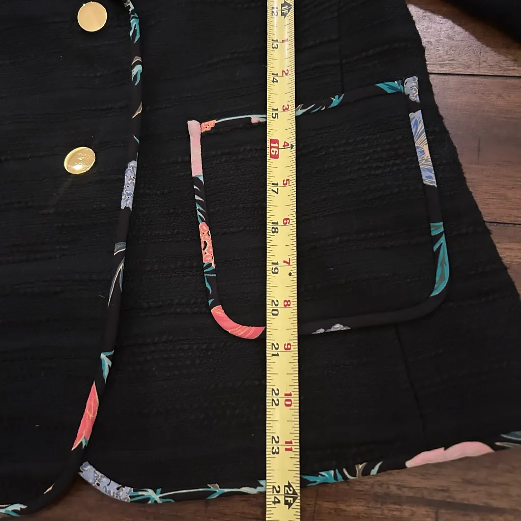 Kate Spade Black Blossom-Trimmed Tweed Blazer Size 10 MSRP 238.00 - Image 6