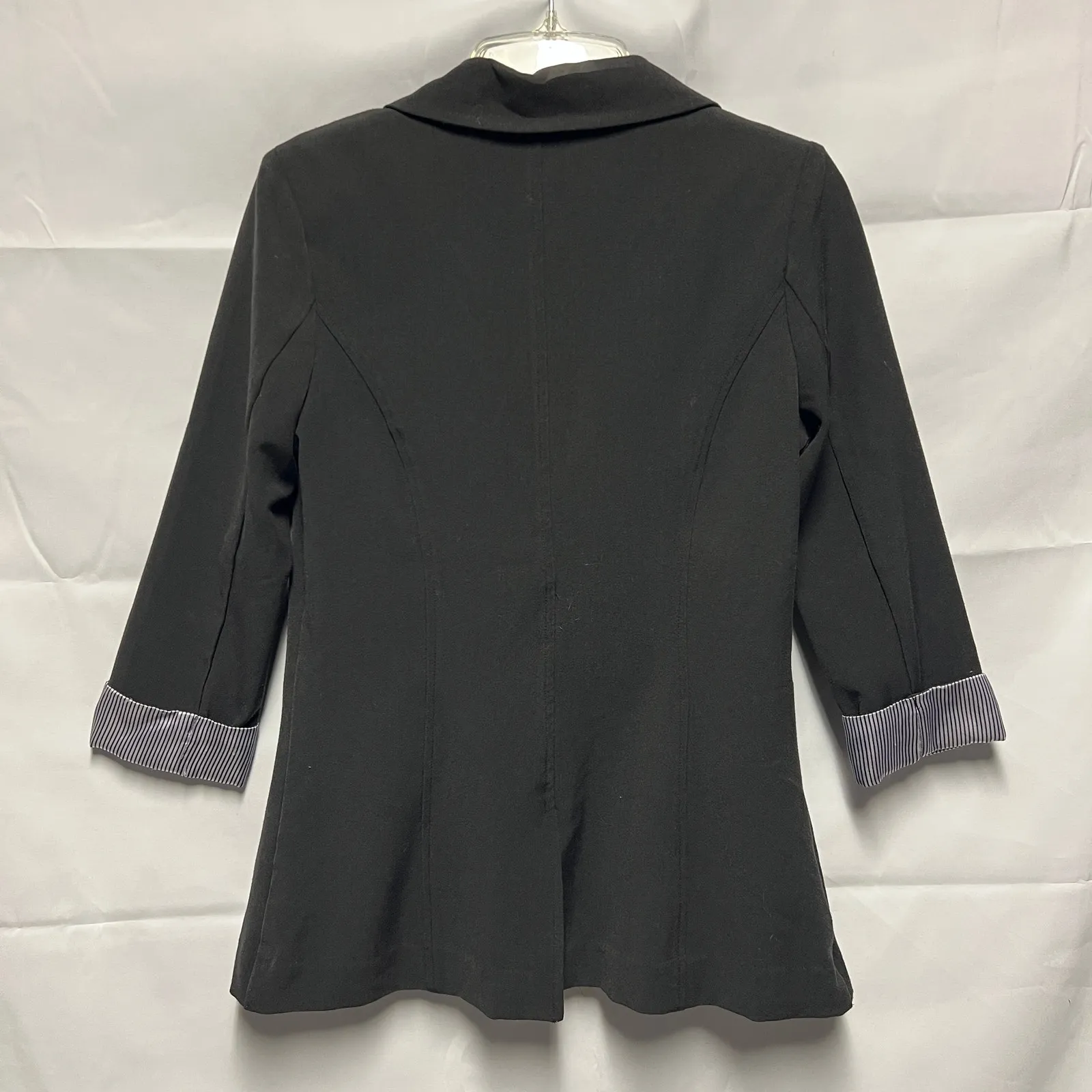 BCX  Black Blazer Jacket Size Medium Button Front Folded Sleeves - Image 7