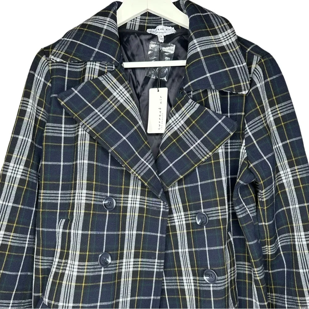Current Air Plaid Double Breasted Coat Medium - Image 4