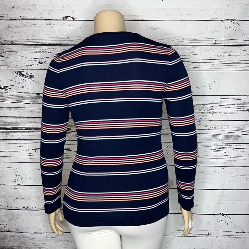 Gap NWT Size XL Navy Blue Stripe Crew Neck Long Sleeve Favorite Knit Top Shirt - Image 3
