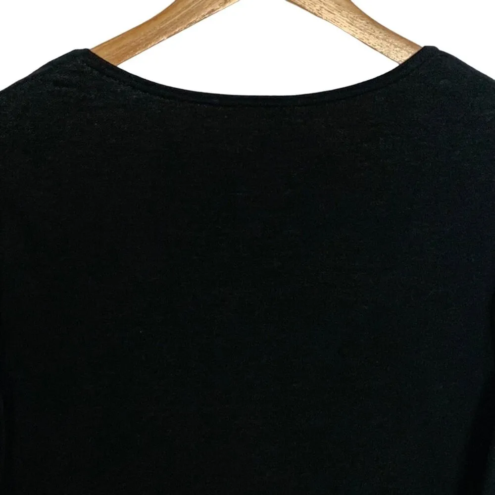 Black Floral Embroidered Cottagecore Sweater Pullover Art To Wear Artisanal Size M - Image 6