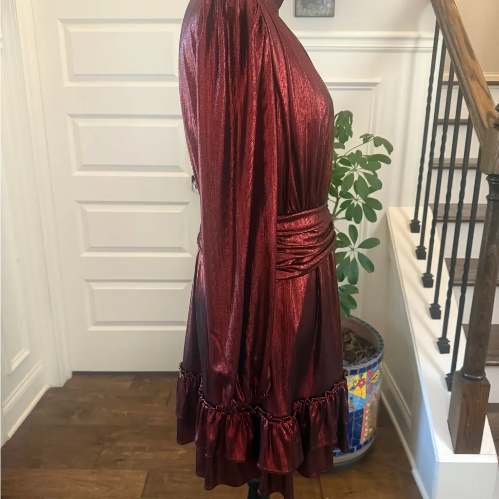 Sugarlips NWOT Admired Liquid Satin Shirred Ruffle Dress - Image 5