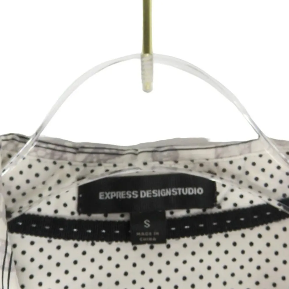 EXPRESS  Gray Floral Button Down Striped Blouse Small Corpcore Professional - Image 5