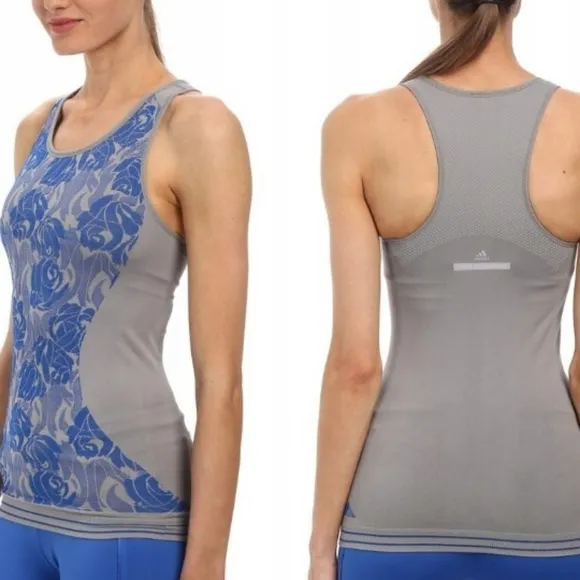Adidas by Stella McCartney~ Seamless Tank in Ice Gray and Blue - Image 2