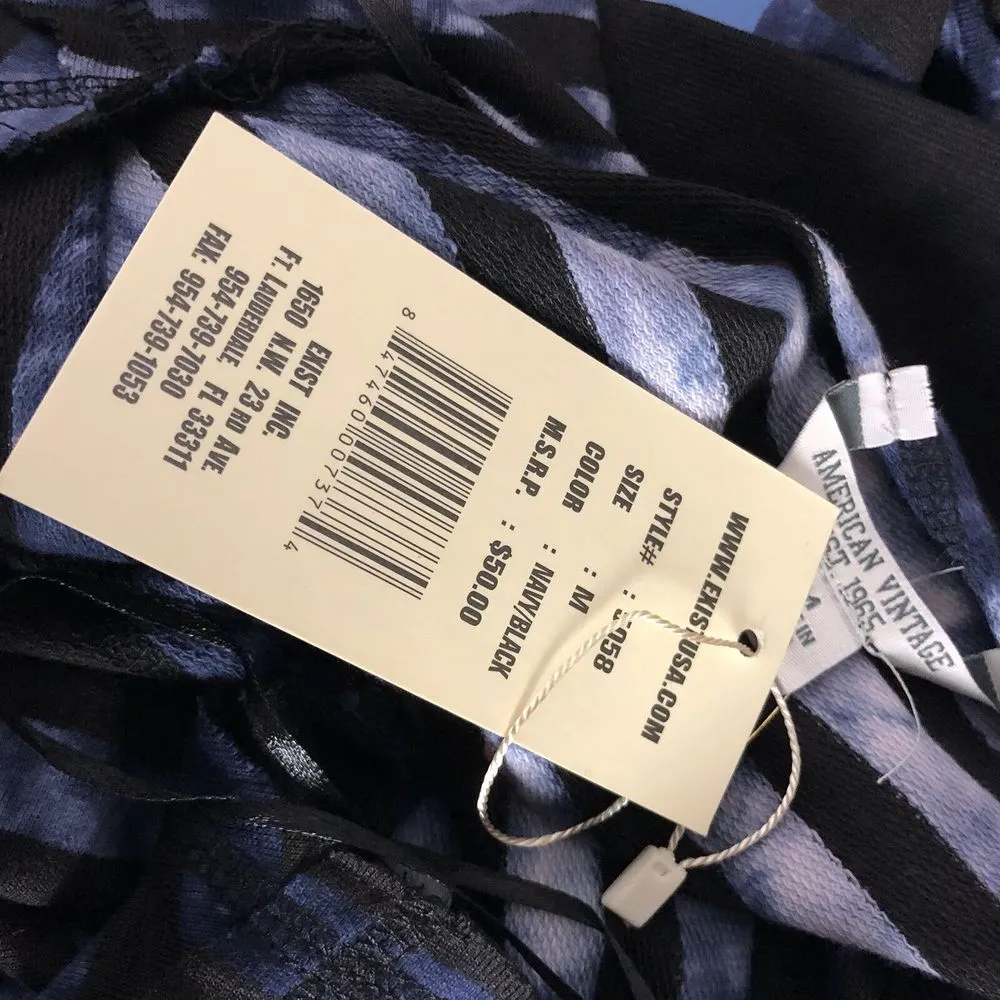 Womens Long Sleeve Stripe Tie Dye‎ Top Size M American Vintage Blue Preppy NEW - Image 8