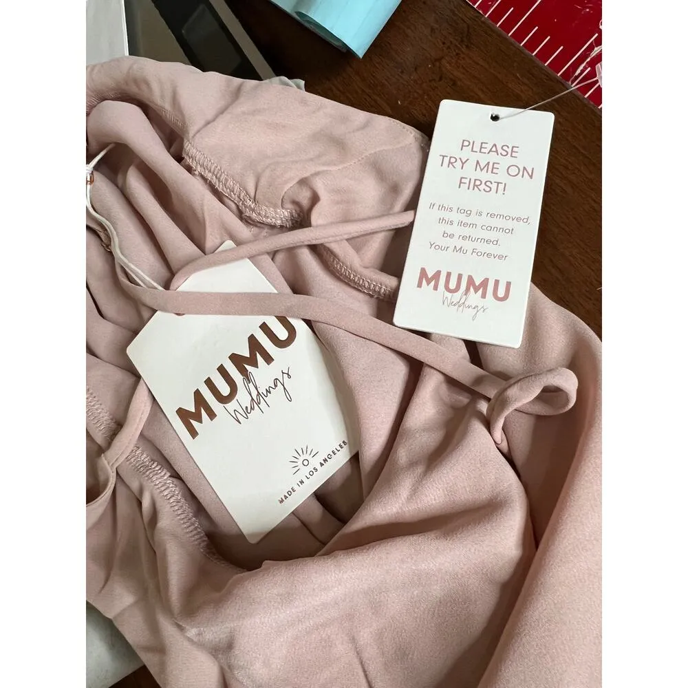 Show Me Your Mumu Verona Cowl Neck dress dusty blush size M lined formal - Image 5