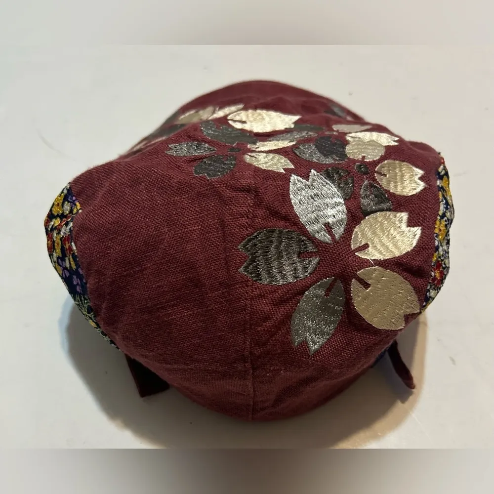 Burgundy floral multicolored adjustable 
Hat - Image 2
