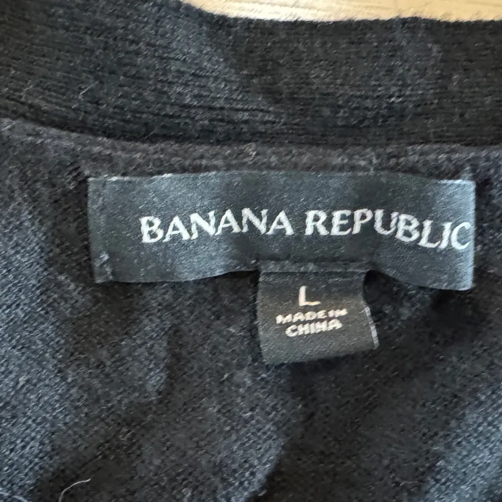 Banana Republic oversized black cardigan with faux leather trim size large - Image 2