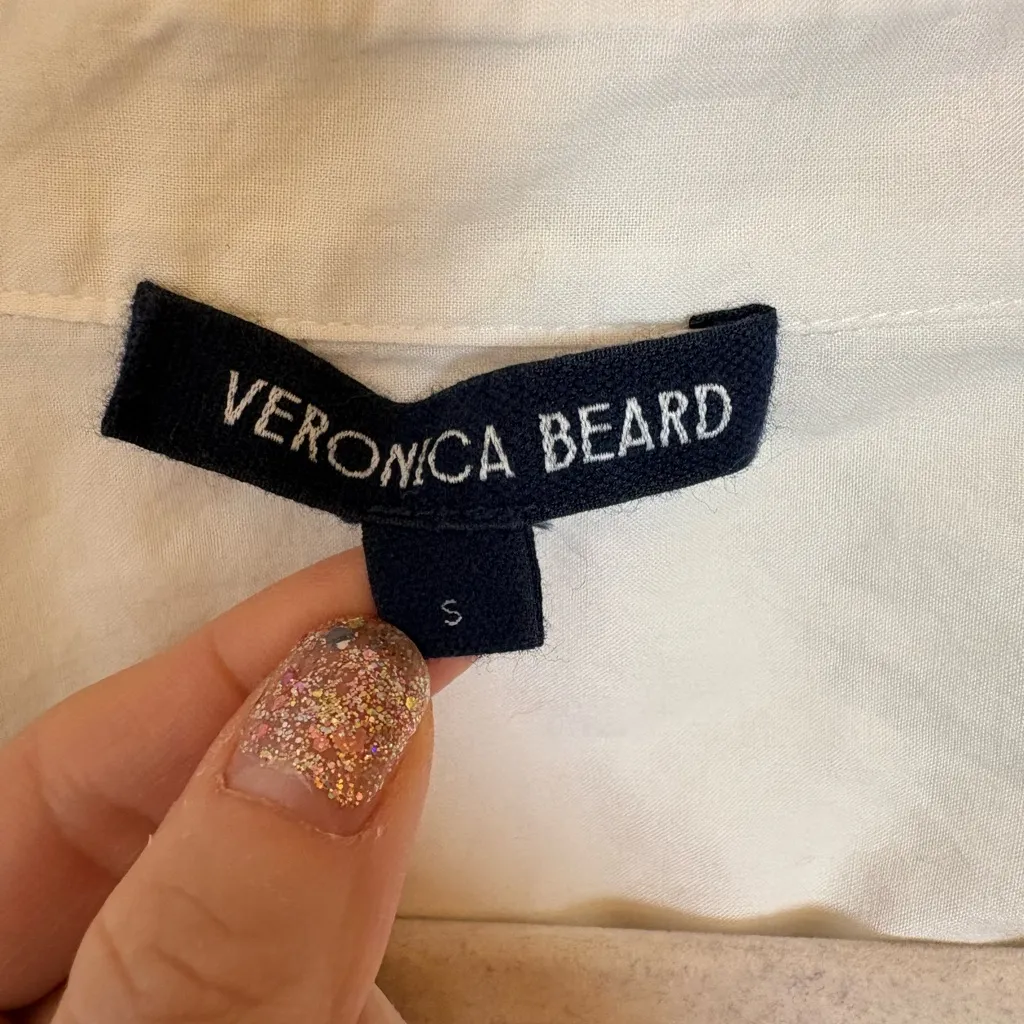 Veronica Beard Porta Ruched Button-Front Shirt White Cotton Blouse Size Small - Image 6