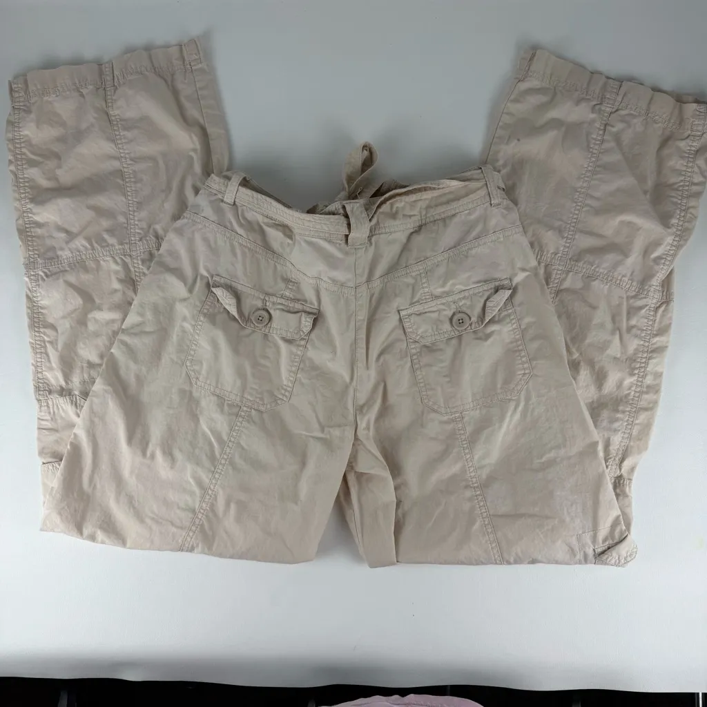 Topaz Cream Cargo Pants – Utility Pockets Y2K Streetwear Tan Size M - Image 4