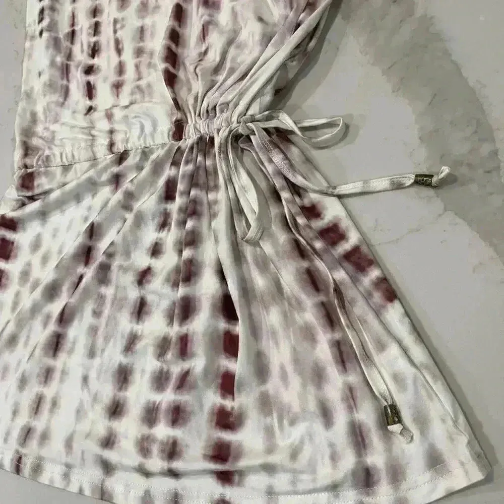 Hount NWT DeepVNeck MiniSkirt Sleeveless Beach CoverUp Brass Charm Womens Medium Pink - Image 2