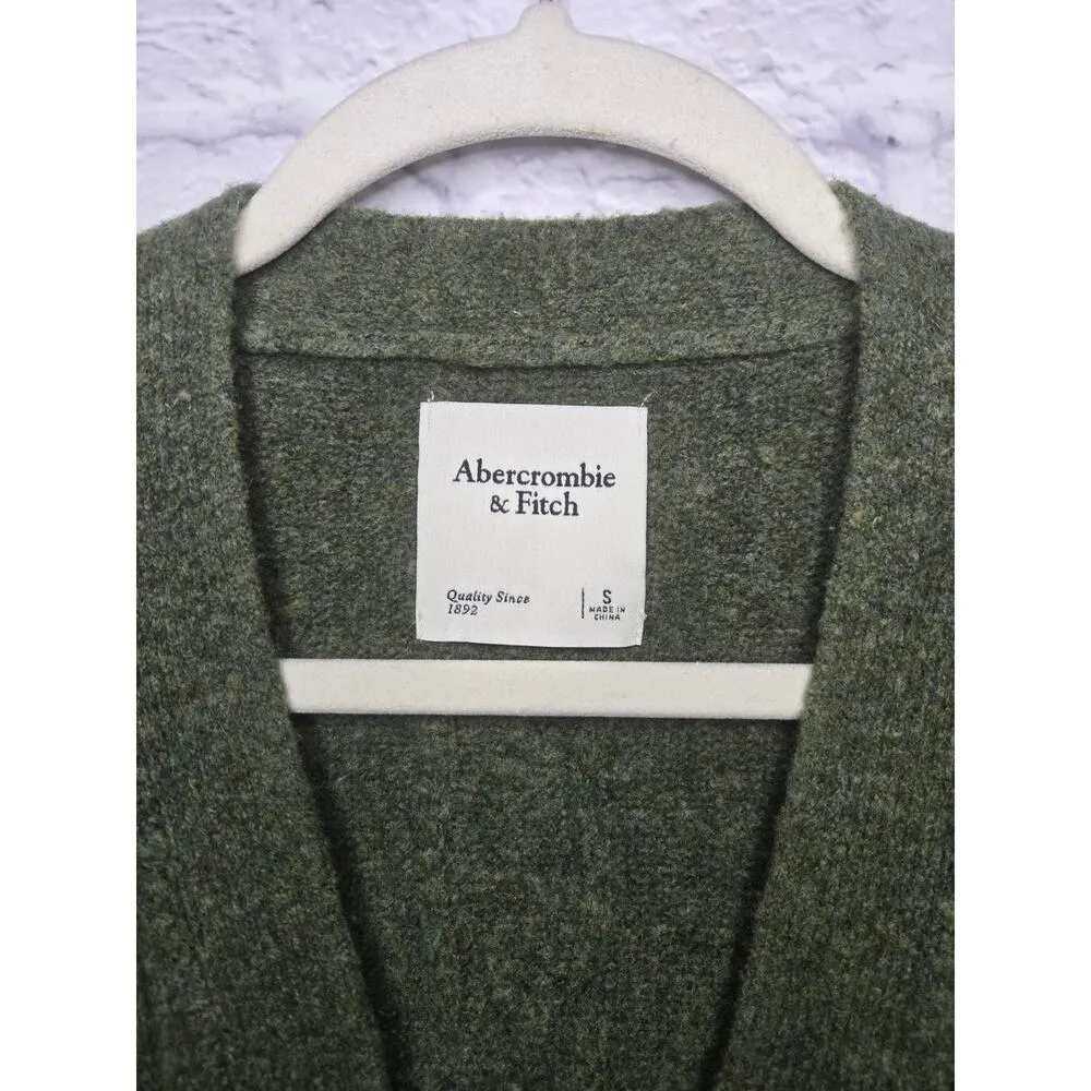 Abercrombie and Fitch wool blend button down cardigan sweater green small. - Image 7