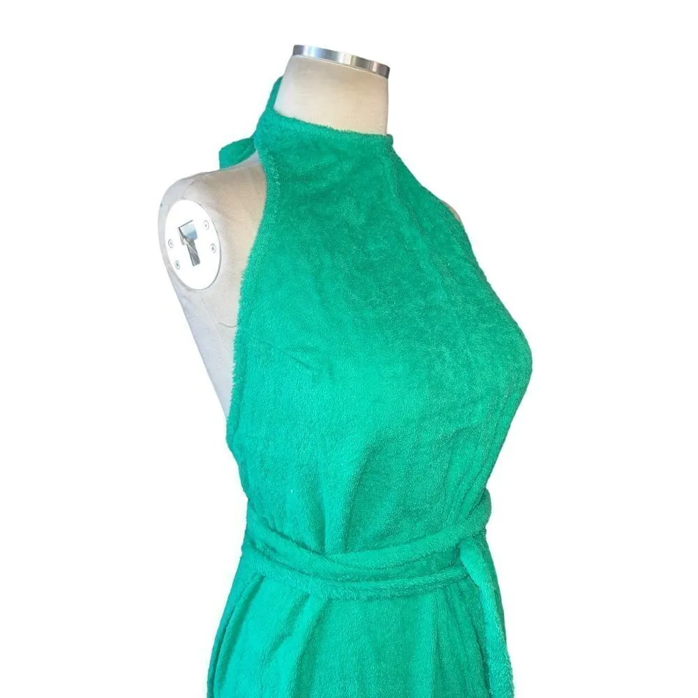 PFEIFFER Cabu Wrap Dress Astroturf Small New Womens Terry Cloth Beach Green - Image 5