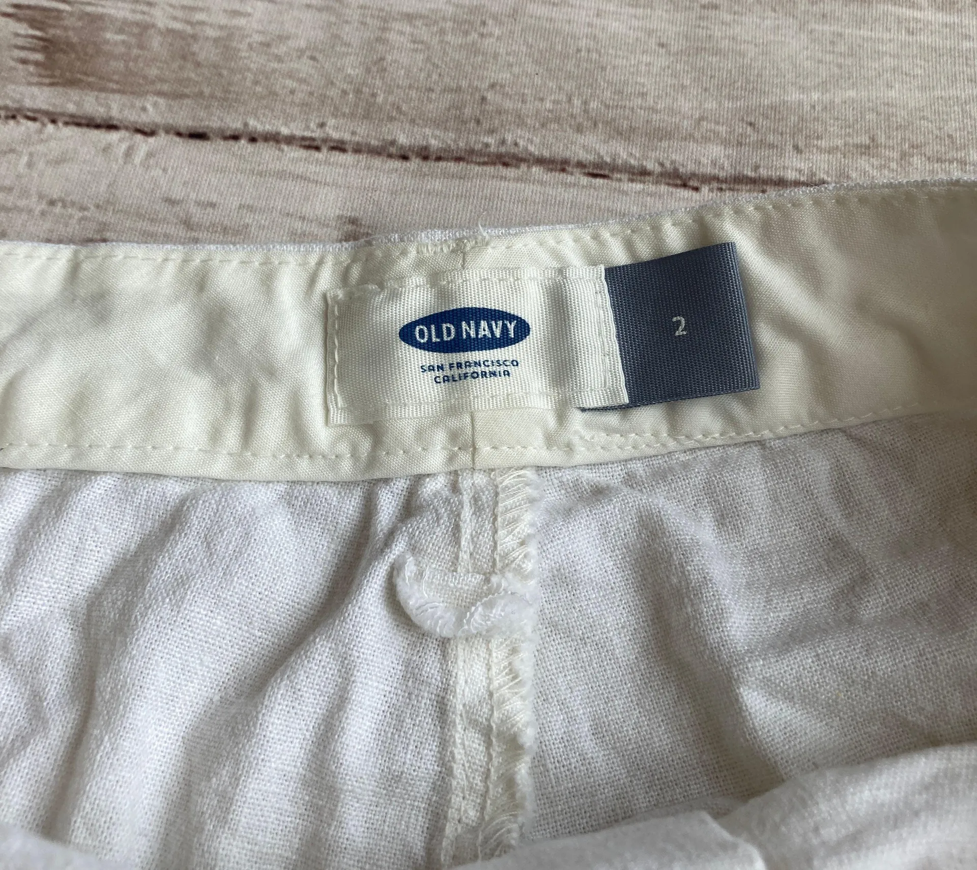 Linen Blend Loose Fit Pineapple Print White Summer Shorts Sz 2 - Image 2