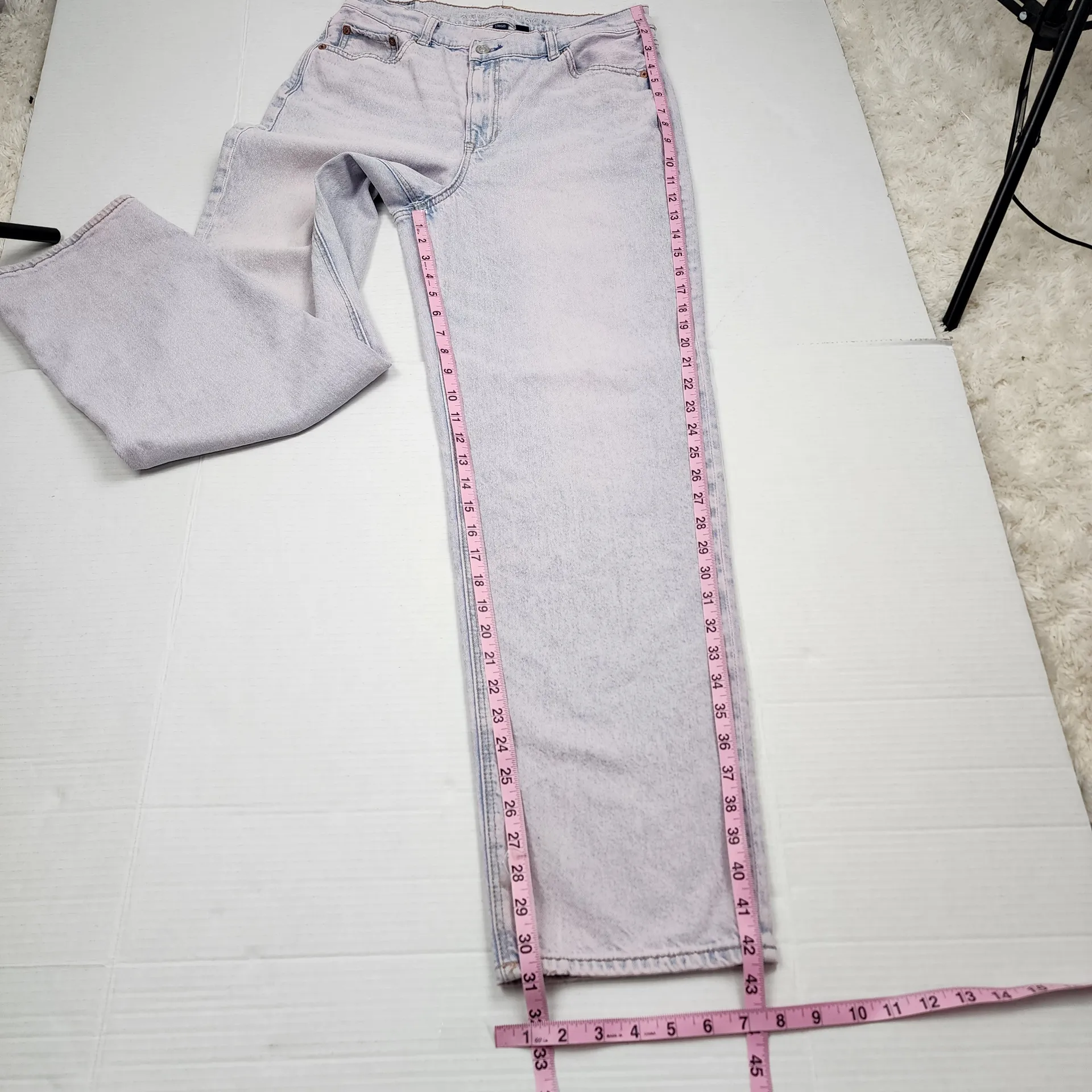 American Eagle Strigid Highest Crossover Waist Baggy Straight Jean Light Pink 10 - Image 8