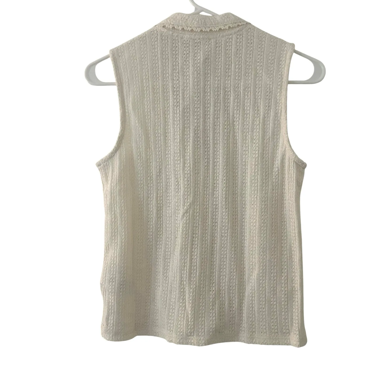 Madewell Women's Crochet Knit V-Neck Sleeveless Sweater Vest Ivory M Medium New - Image 6
