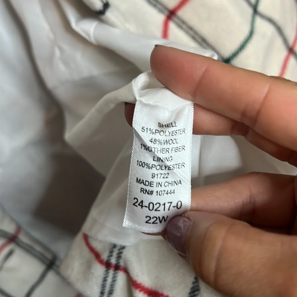 Plaid Wool péplum business coat blazer plus size single button academia - Image 6