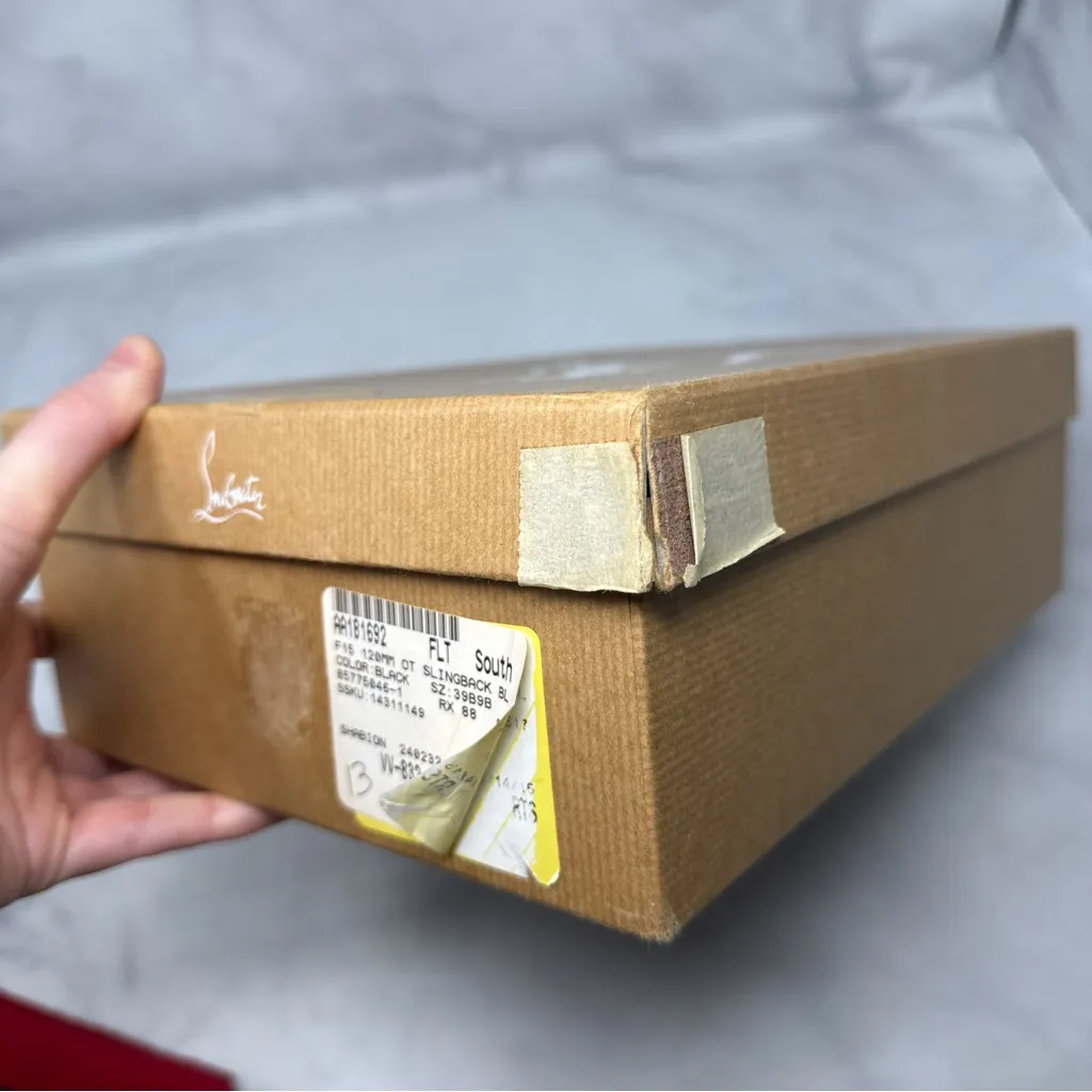 Christian Louboutin Gamma Talon 120 Patent Leather Slingback Heels Black Sexy 39 - Image 12