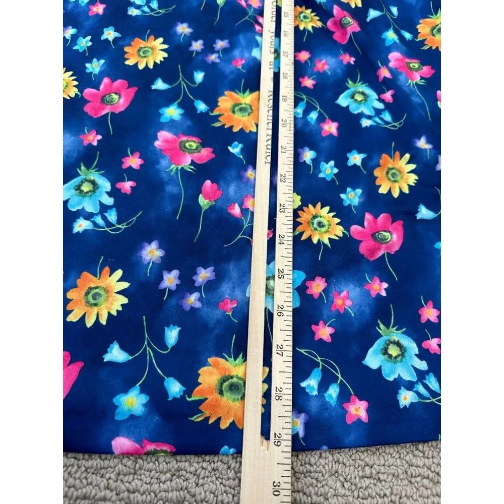 Vintage Womens 1X Top MuuMuu Shirt Short Sleeve Hawaiian Lounge Floral Blue - Image 11