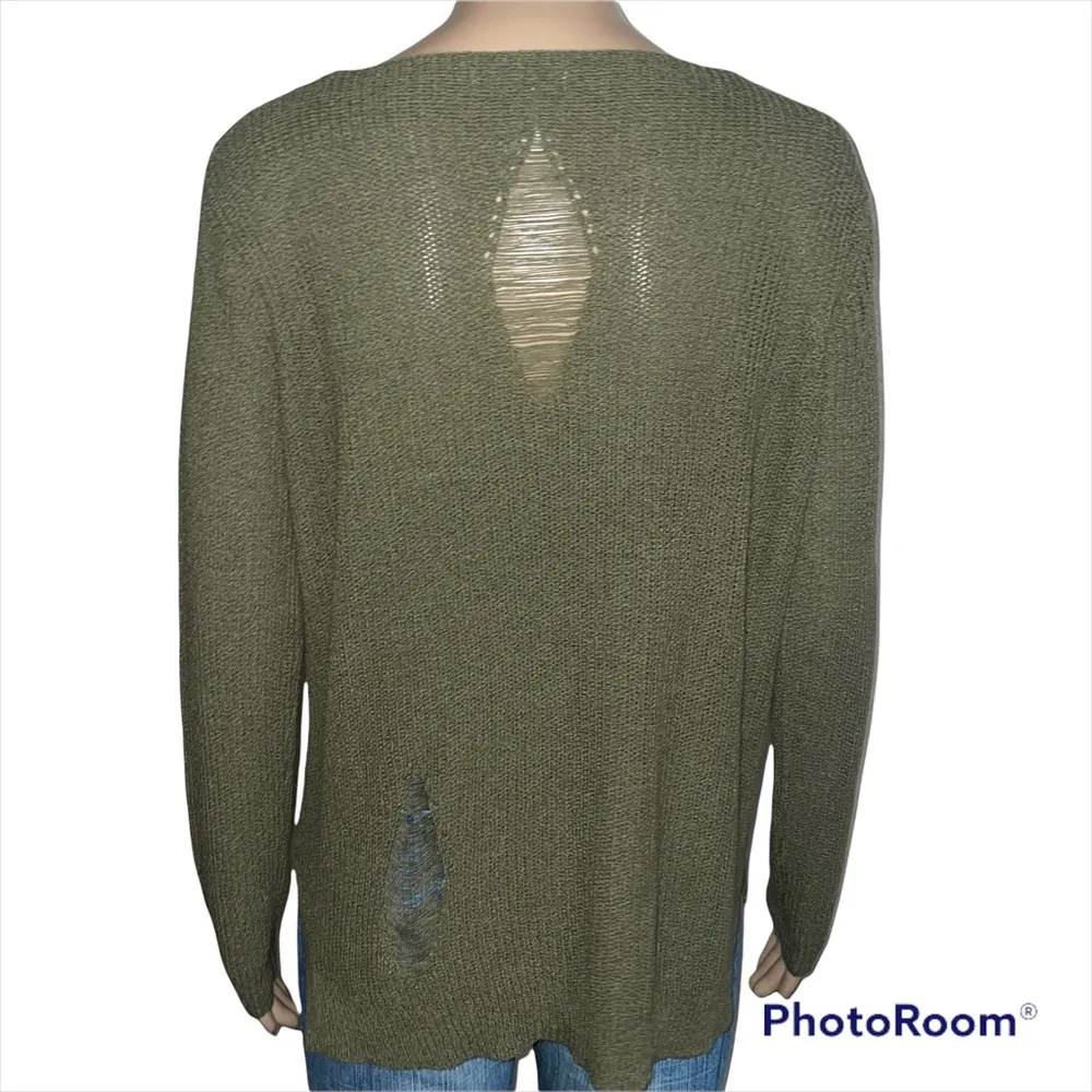 Miley + Molly  olive distressed sweater - Image 3