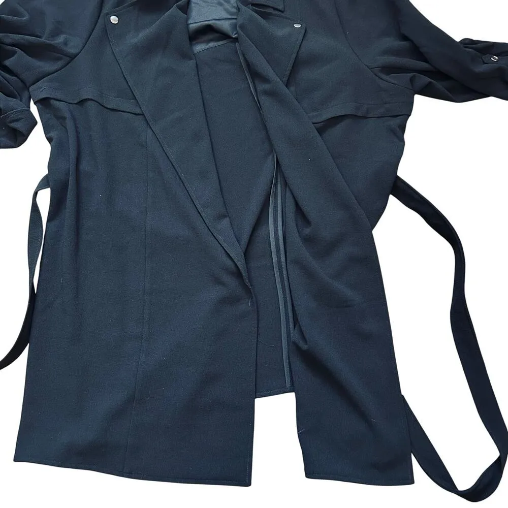 Torrid Black Trench Coat Jacket Draped Open Tie Front Roll Tab Sleeve 5 NWT - Image 6