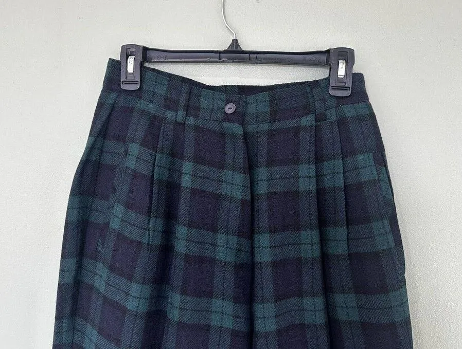 Vtg 90s Women’s Wool Tartan Plaid Pants Trousers Green Lined Sz 10 Career Formal - Image 5