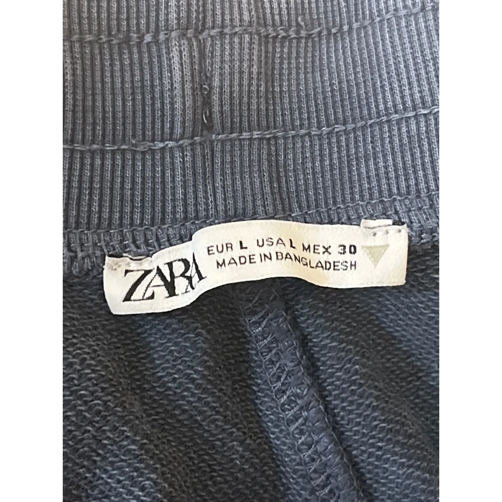Zara Women's Gray Blue Drawstring High Rise Wide Leg Mini Sweat Shorts Size L - Image 4