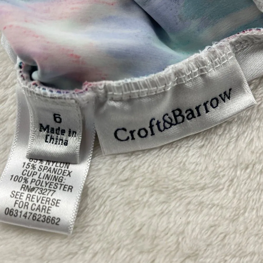 Croft & Borrow Tankini‎ Swim Top Womens Sz 6 Purple Ruched Built In Bra Swimsuit - Image 4