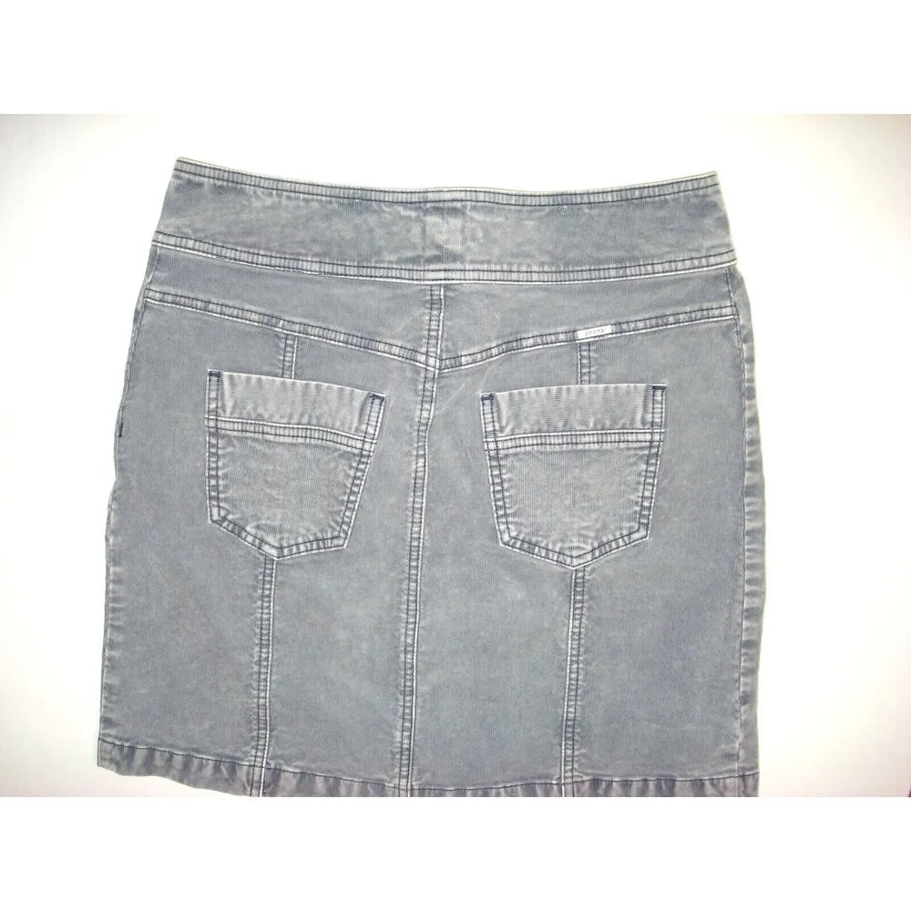 Womens New 6 Merrigan Noir Blue Skirt Corduroy NWT PrAna Work Buttons Casual 18" - Image 5