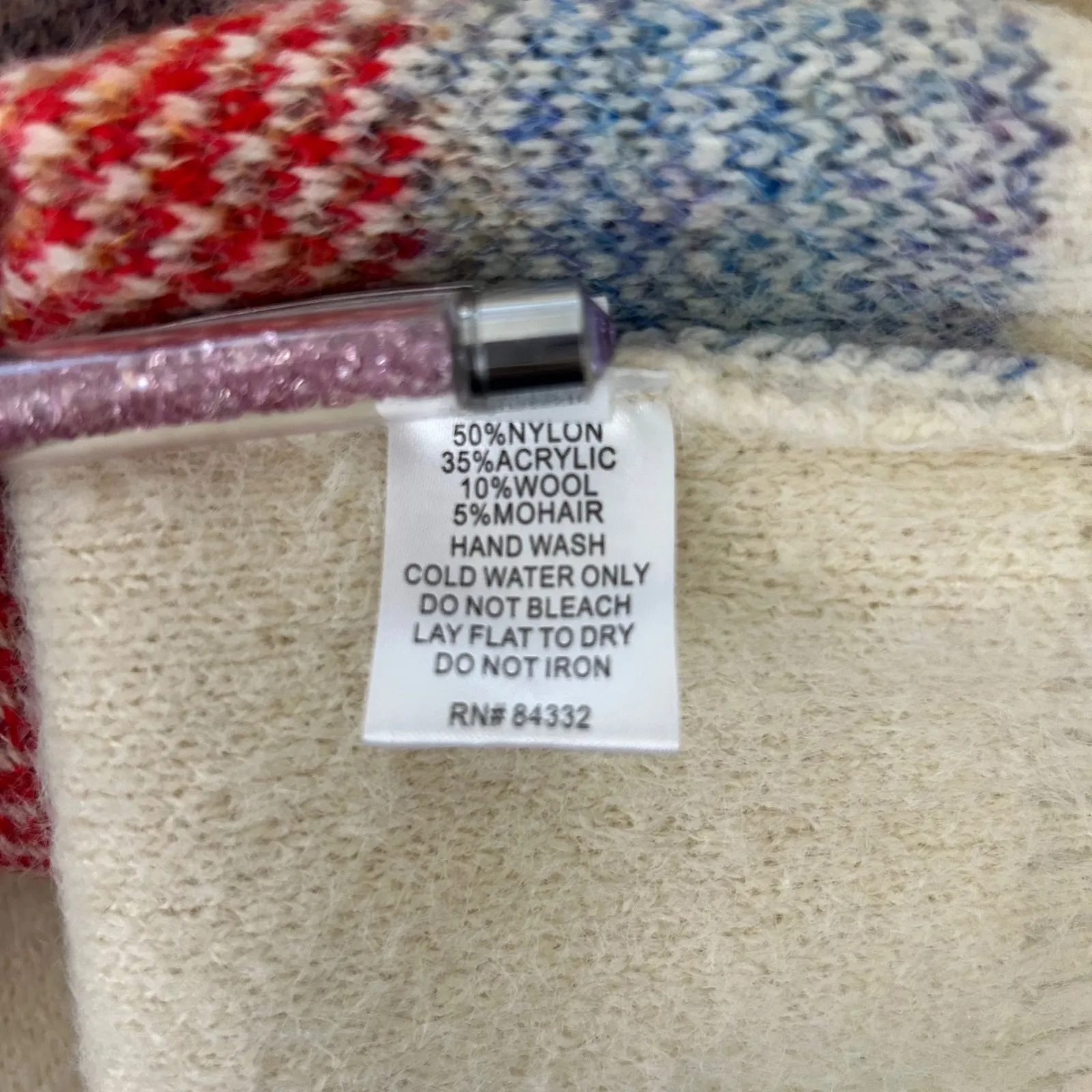 Estelle Color Block Sweater V Neck‎ Pullover Knit Cozy Multicolor S/M Tan - Image 7