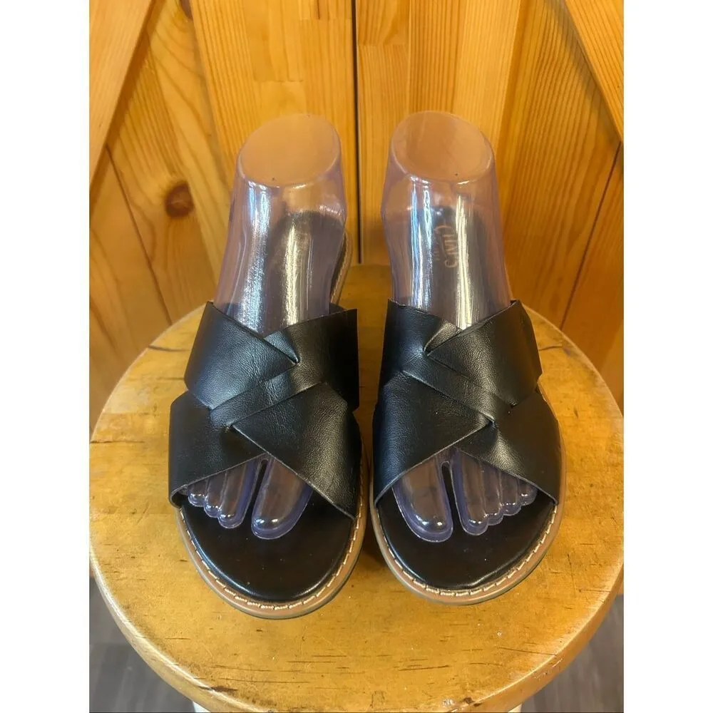 Chaps Shoes 8B Careesa Black Woven Comfort Wedge Sandals - Image 2