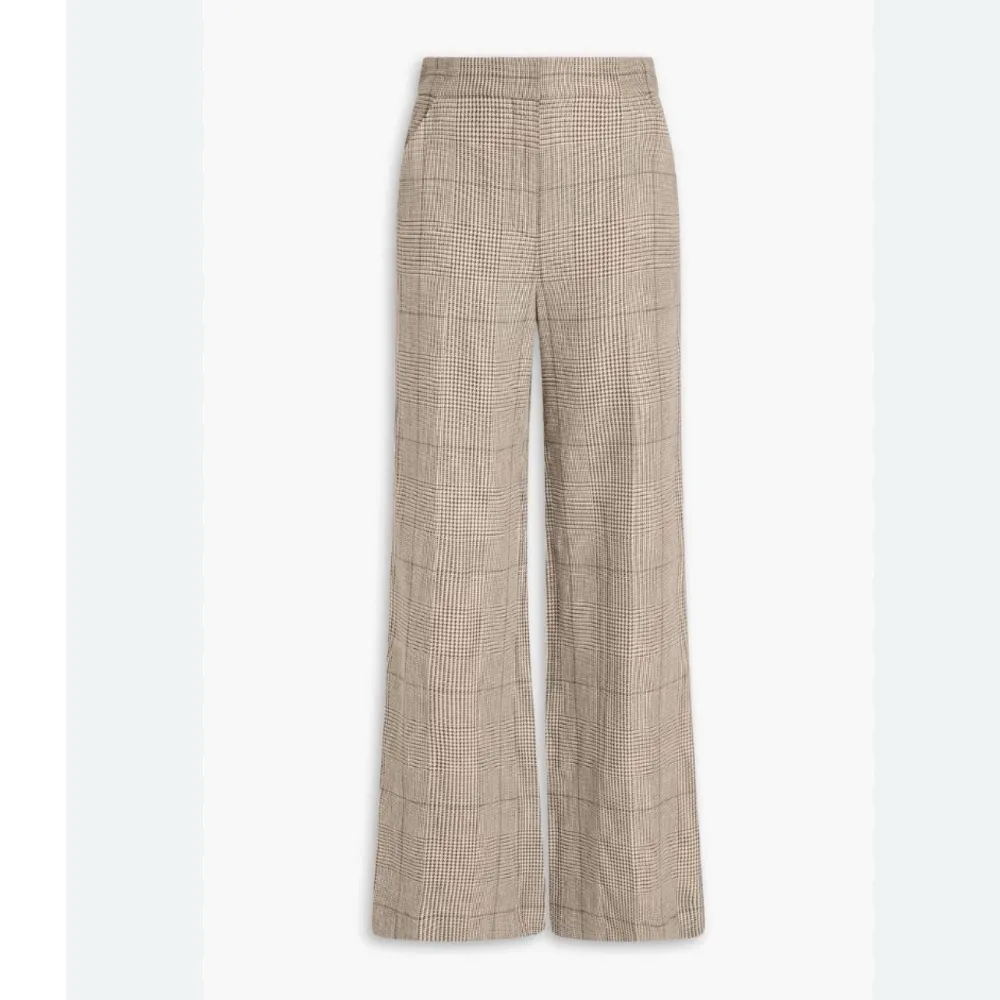 Veronica Beard Tonelli Prince of Wales Checked Linen & Cotton Wide-Leg Pant - Image 3