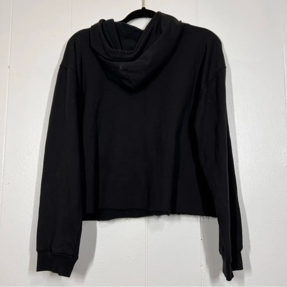 Pink Floyd Black Graphic Hoodie Sweater Cropped Frayed Hem Large Music Cozy - Image 3