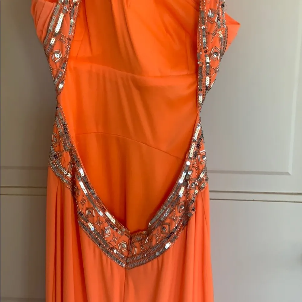 Cache  Orange and Silver One Shoulder Backless Prom Dress Size 4 - Image 5