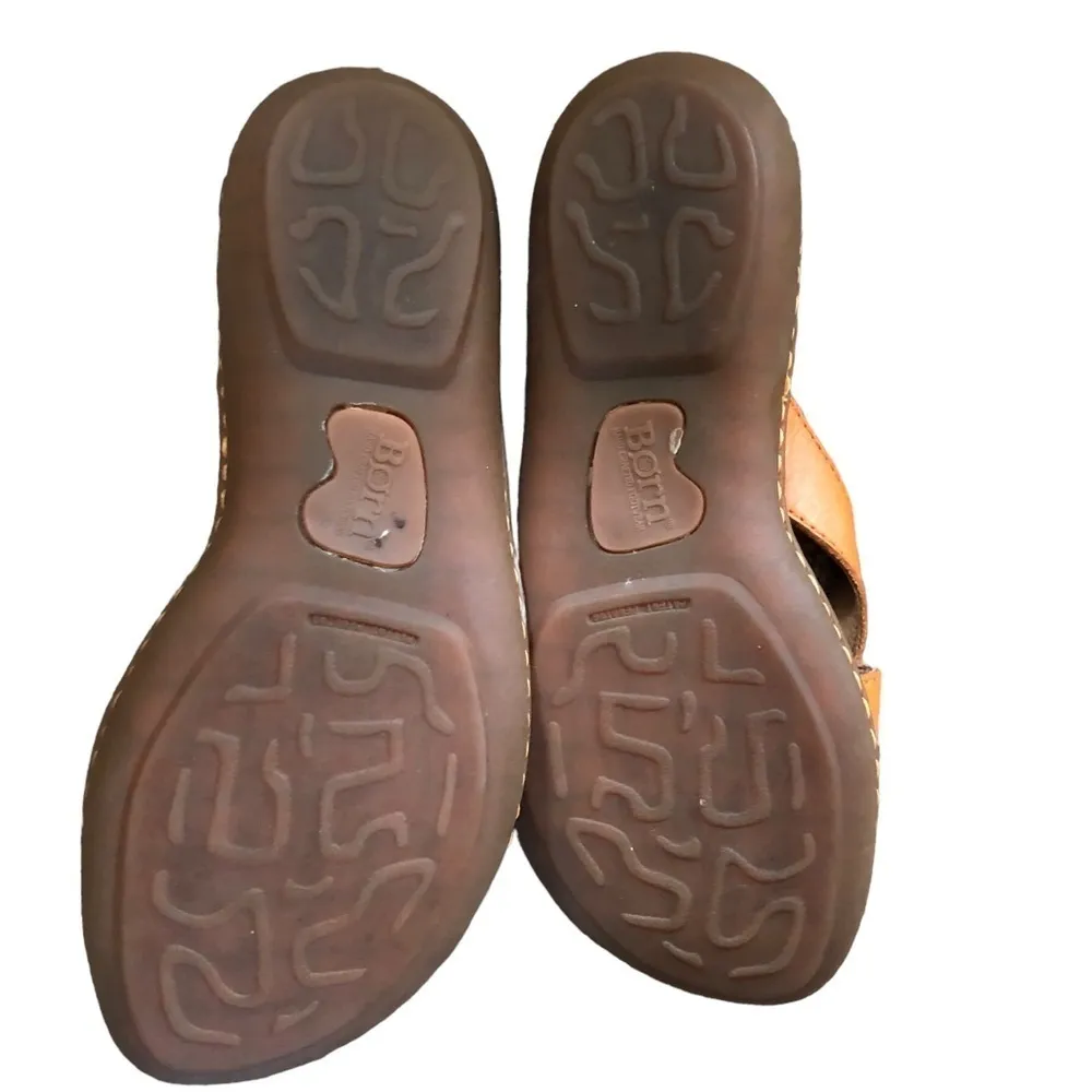 Born Comfort Leather Thong Sandal Sz. 8M B97908 Slide /Slip On Orange W/Flower - Image 7