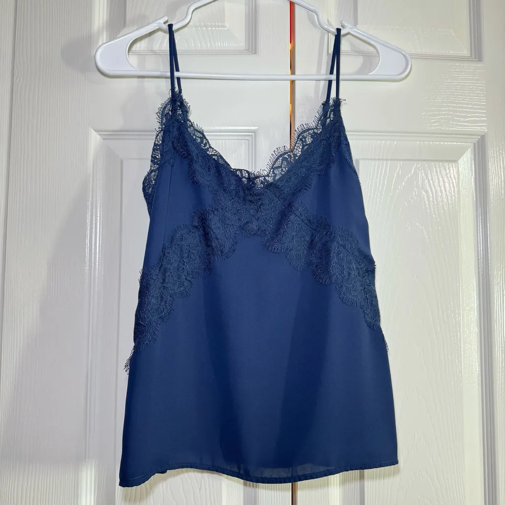 Lush Lace Trim V-Neck Camisole - Midnight - XS - Image 2