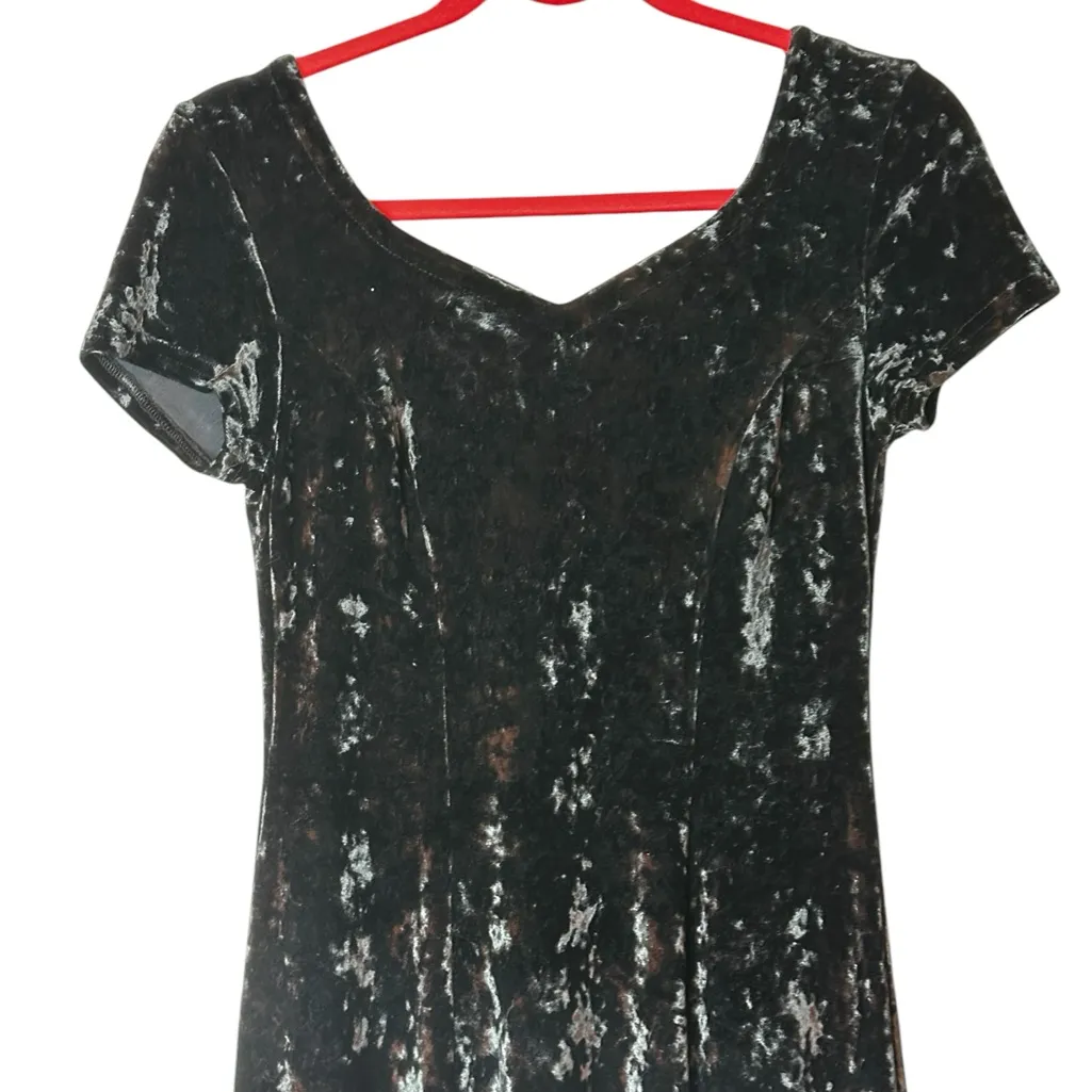 St. Michaels Black Velvet Midi Dress WhimsiGoth 90s Grunge Witchy Goth Size 8 - Image 6