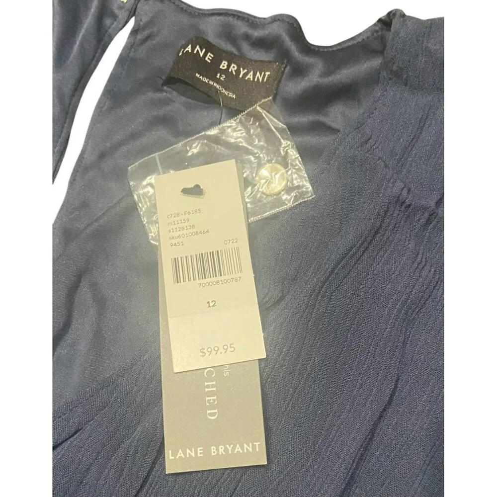 Lane Bryant Jumpsuit NWT 12 Navy One Piece Tie Waist Cottage Boho Lace‎ Sleeve - Image 10