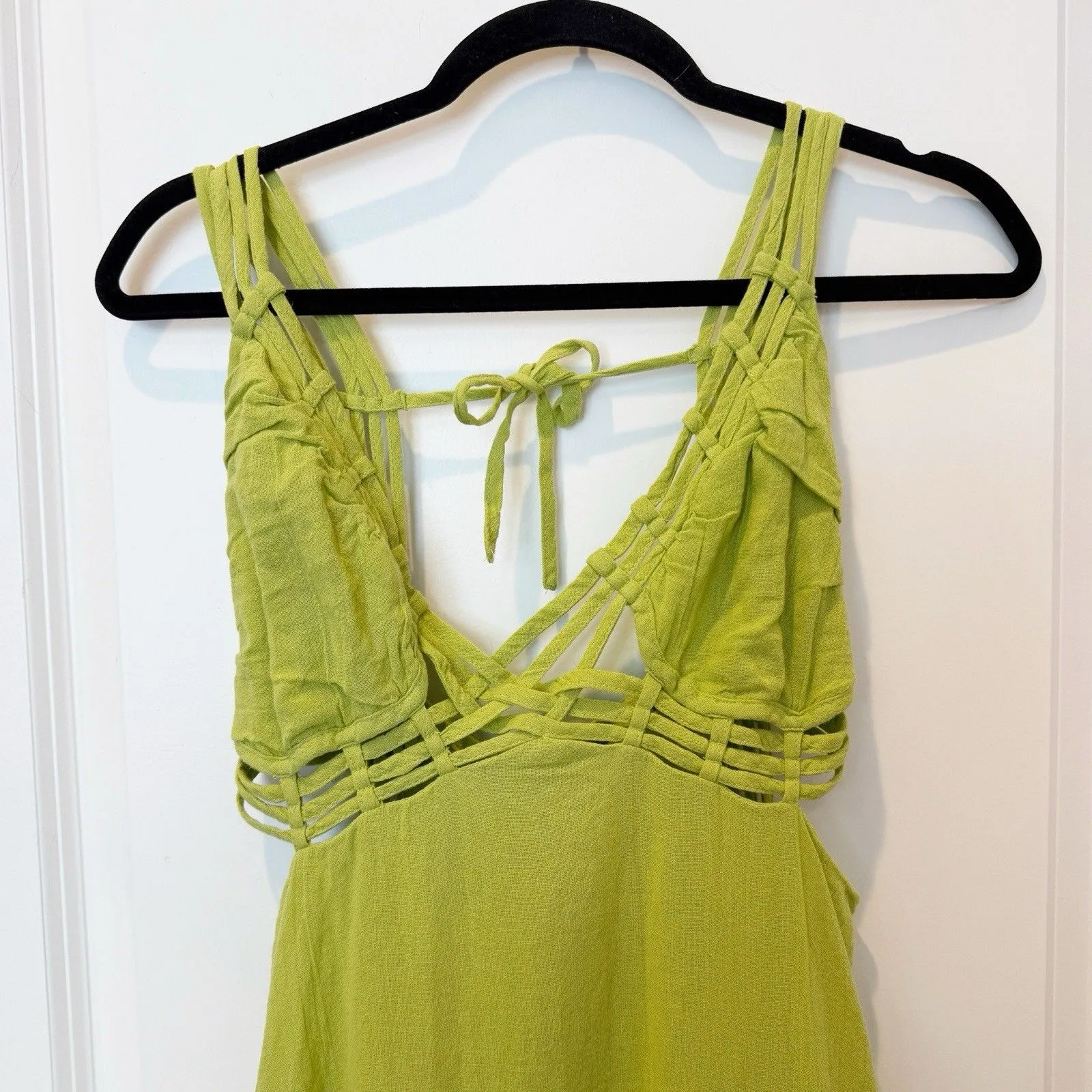 Free People Womens Tiered Maxi Dress Sz XS Open Back Flowy Resort Beach Strappy - Image 2