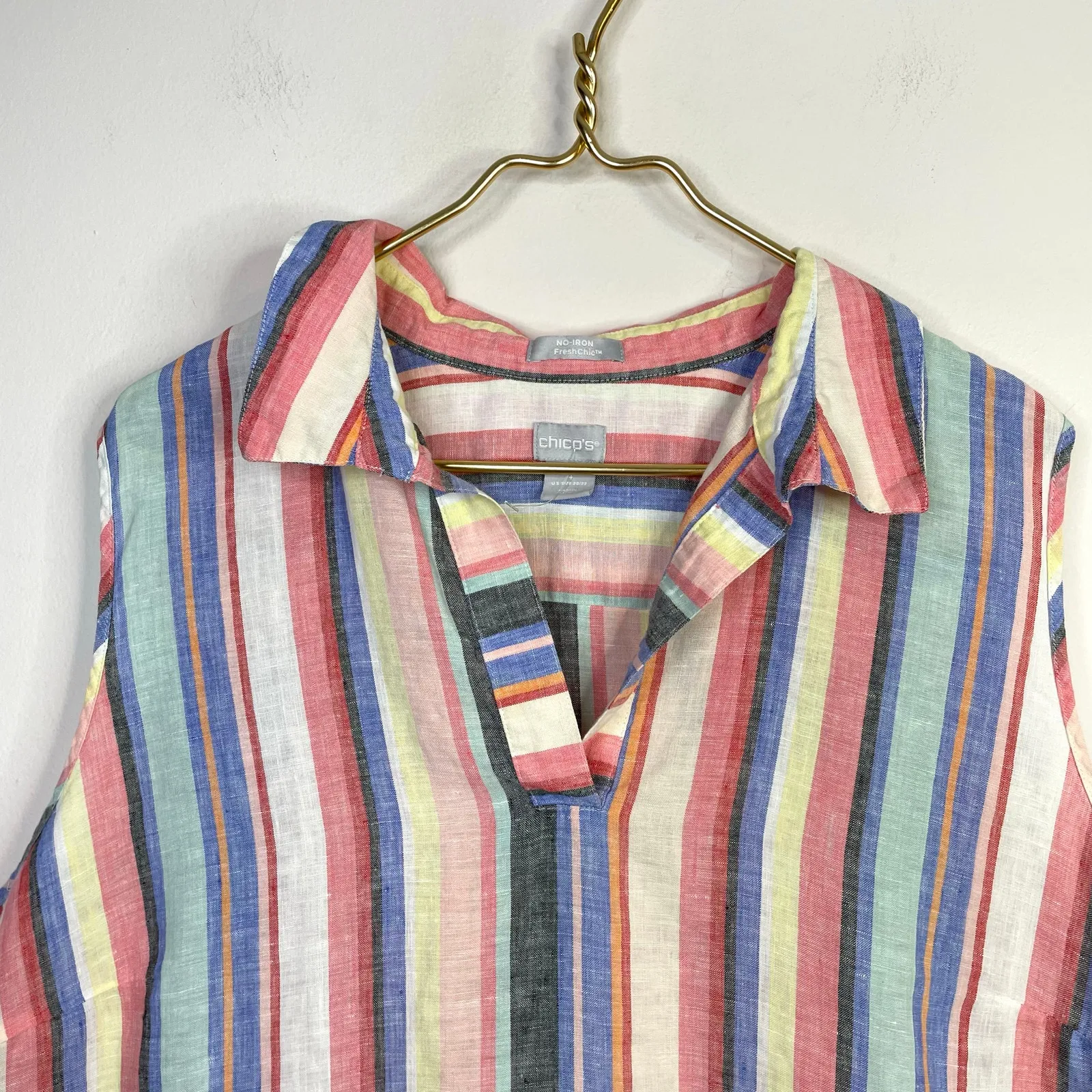 Chicos No-Iron Linen Striped Sleeveless Tunic Top Classic Stripe womens 4 XXL 20 - Image 3