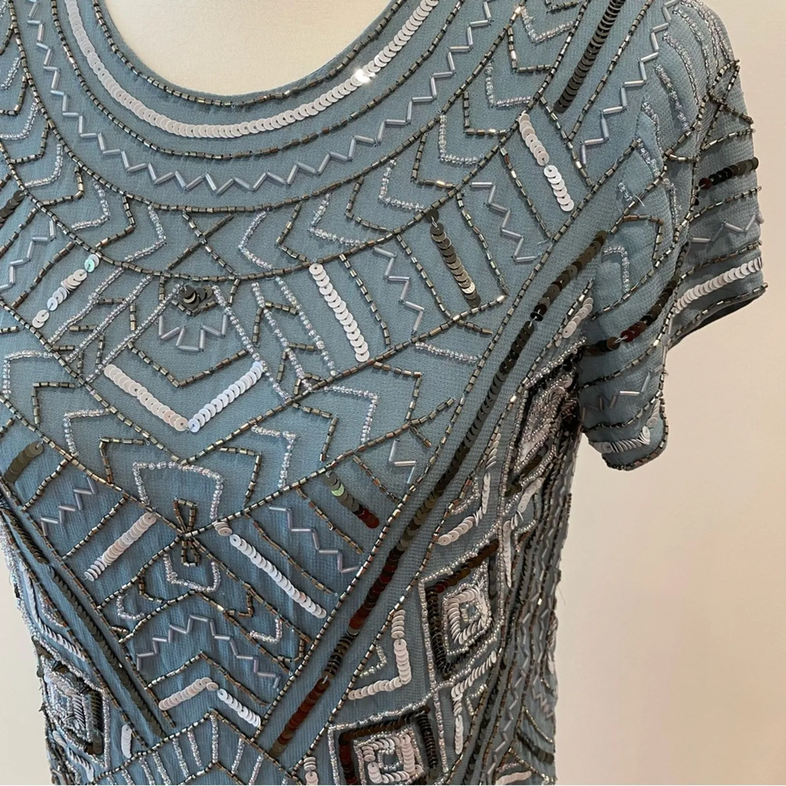 Parker  Cocktail Dress Small Beaded Semi Formal Mini Holiday Party Gatsby $468 - Image 3