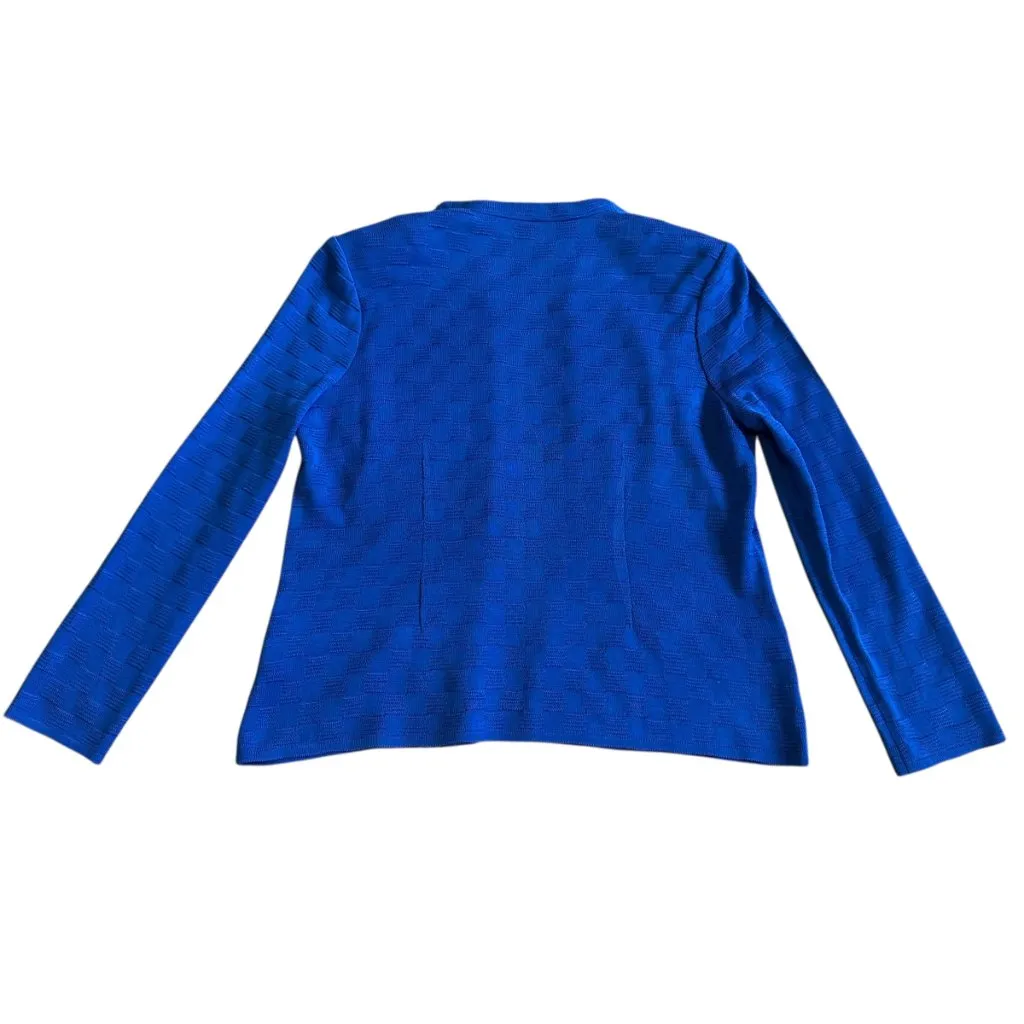 Misook Blue Textured Open-Front Cardigan Sweater Jacket Stretch Petite Medium - Image 6