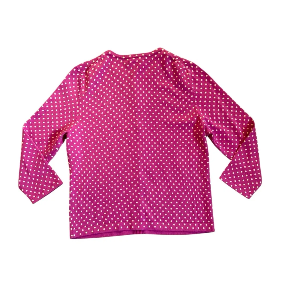 Garnet Hill Polka Dot Cardigan Womens Size XL Fushia Pink Lightweight Trending - Image 3