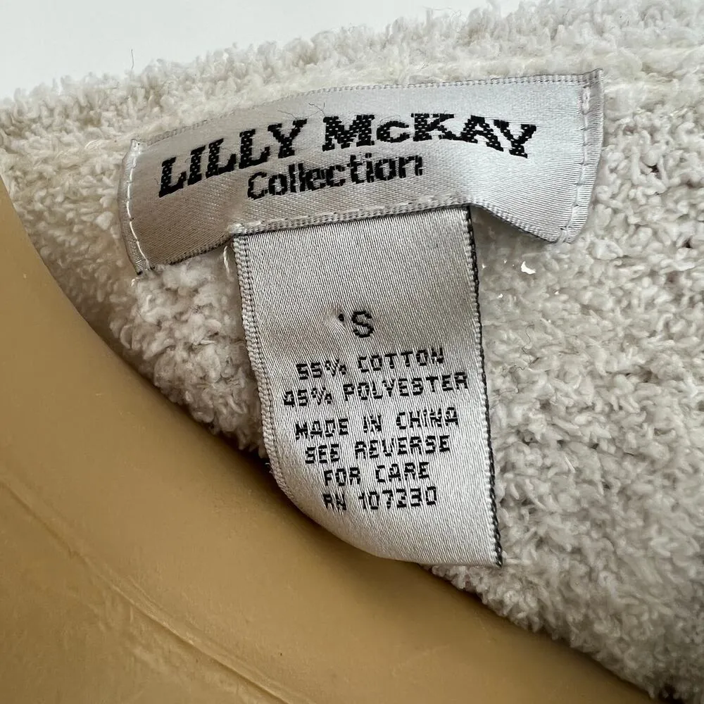 Lilly McKay Collection SMALL Ivory Cream and Red Striped Boucle Knit Sweater - Image 5